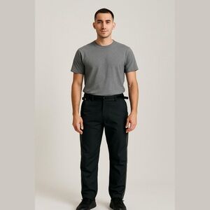 Armani Collezioni Black Tech Straight Leg Chino Pants w/ Reflective Piping